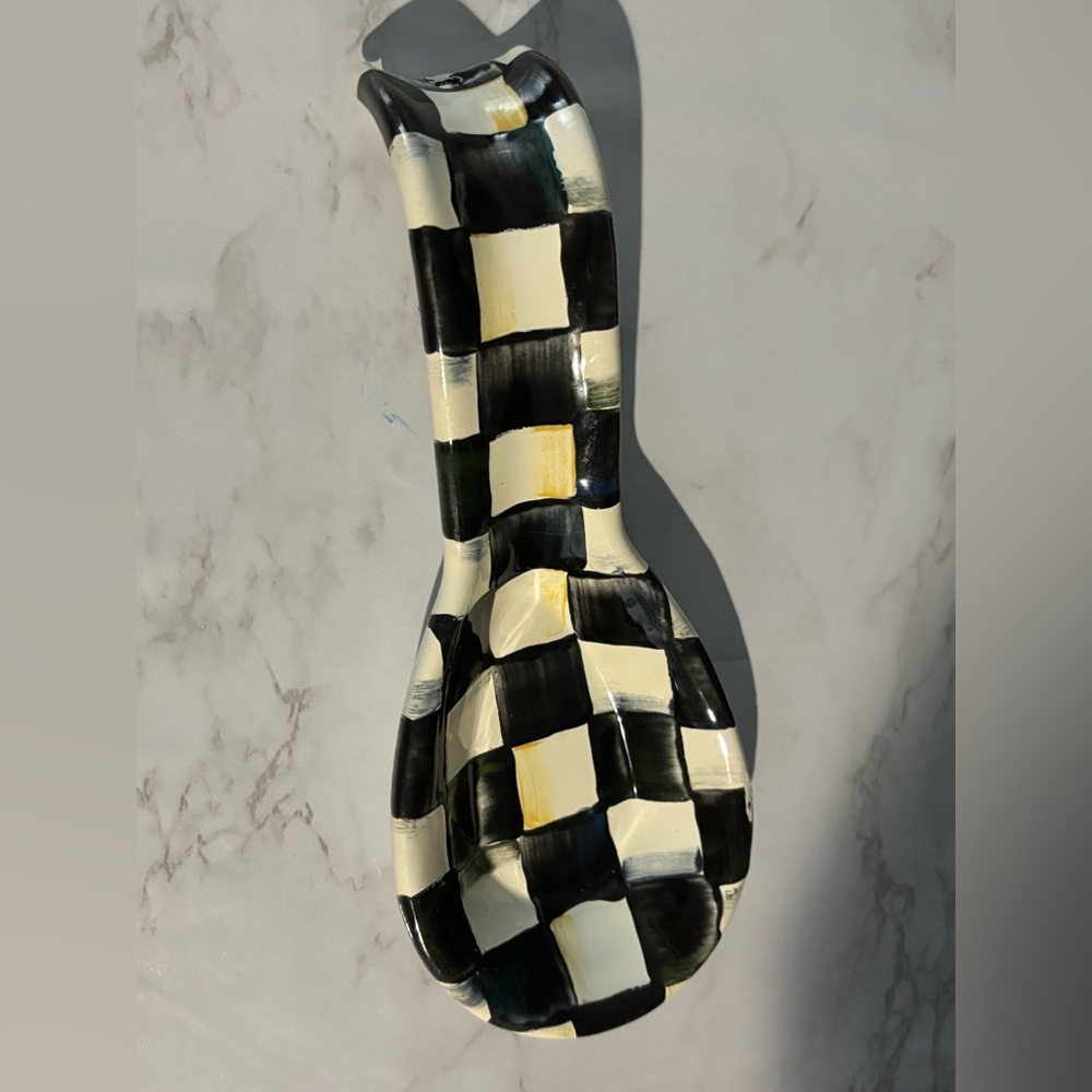 (SOLD) MacKenzie-Childs Black and White Kitchen Tool with Geometric Design